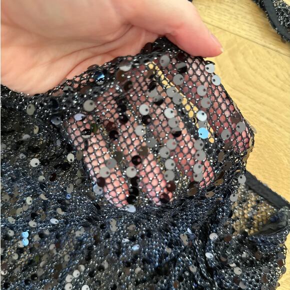 PrettyLittleThing - Sheer Sequin Mesh Cut Out Maxi Dress in Black - Picture 3 of 7